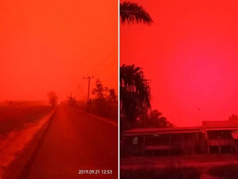 Vörössé vált az ég Indonéziában