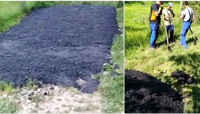 Egyenesen a fűbe öntötték az aszfaltot egy Argeș megyei faluban