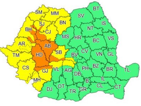 Másodfokú esőriasztás 7 megyében, elsőfokú riasztás 15 megyében