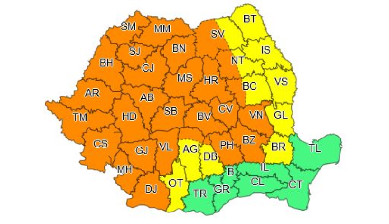 Első- és másodfokú, légköri instabilitásra vonatkozó riasztást adtak ki az ország nagy részére