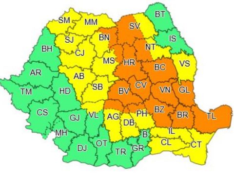 Másodfokú esőriasztás 16 megyében, elsőfokú riasztás 18 megyében