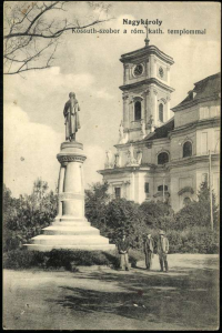 A nagykárolyi Kossuth-szobor. Hurkot vetettek a nyakába gallery.hungaricana.hu