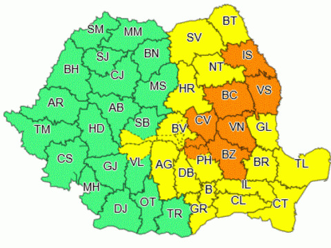 Az ország nagy részére érvényes narancssárga és sárga viharriasztásokat adott ki az ANM