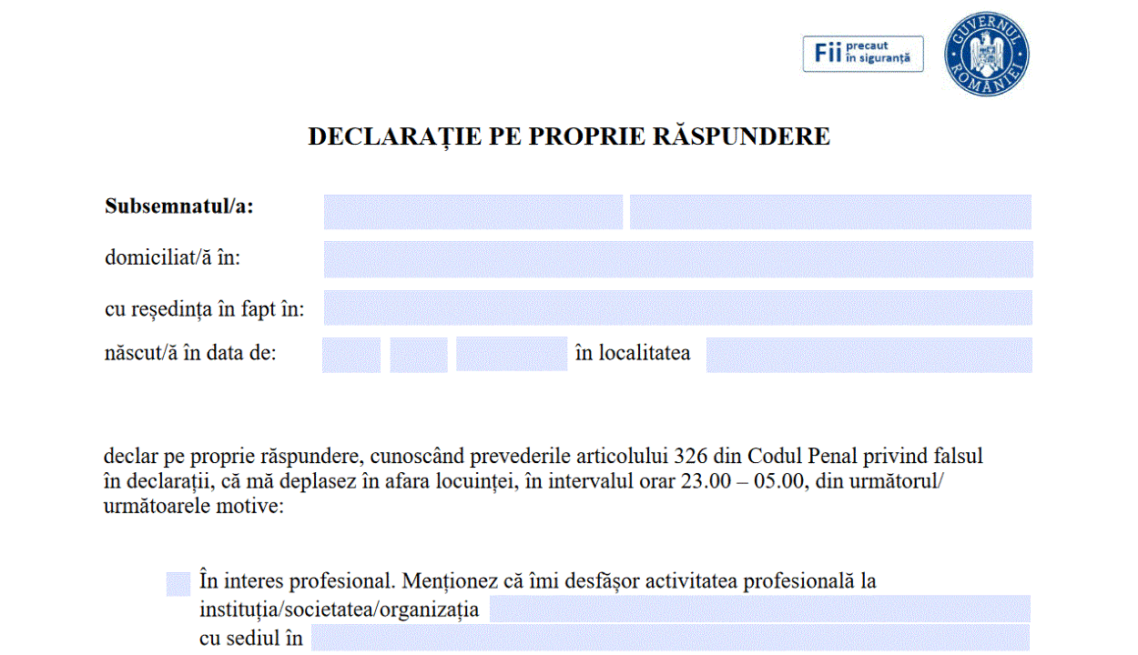 Közzétették az éjszakai lakhelyelhagyási nyilatkozat modelljét