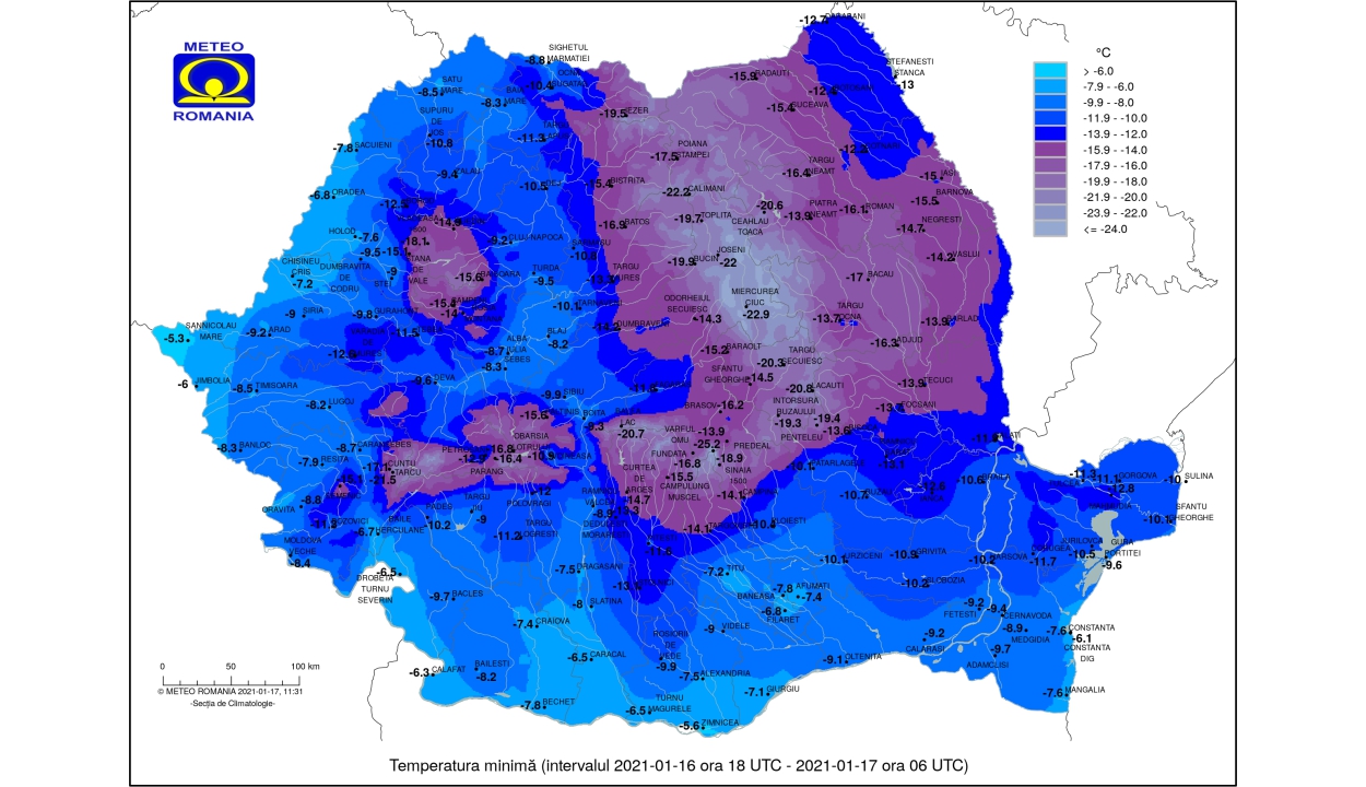 Csíkszeredában volt a leghidegebb az éjszaka, mínusz 23 Celsius-fokot mértek