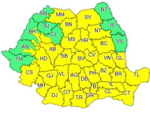 Sárga jelzésű viharriadó lesz érvényben szombaton csaknem az egész országban