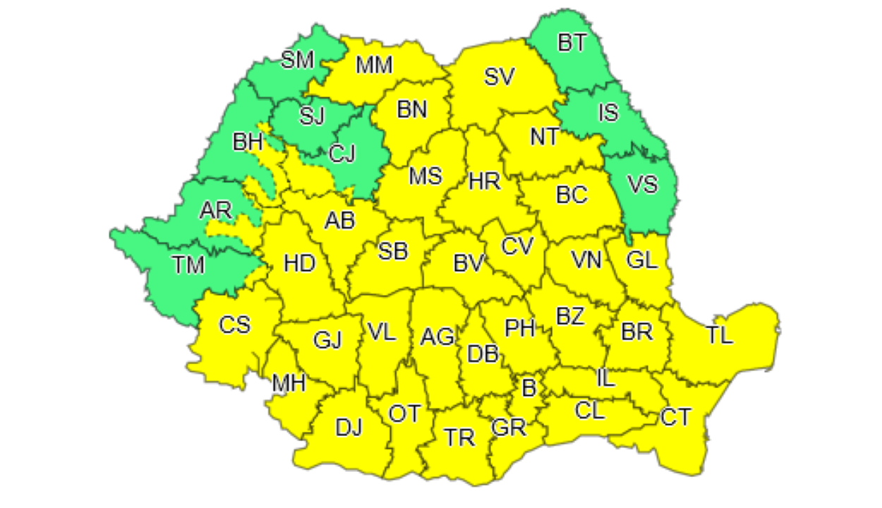 Sárga jelzésű viharriadó lesz érvényben szombaton csaknem az egész országban