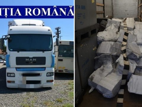 A román rendőrök 80 ezer csomag cigarettát találtak egy elhagyott magyar kamionban
