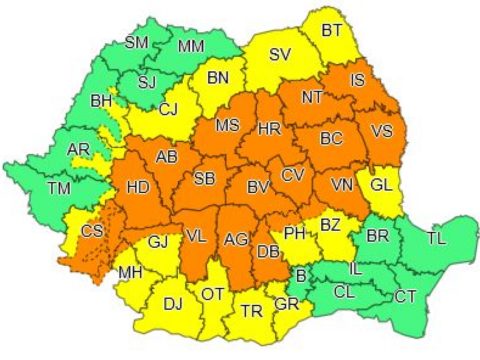 Narancssárga jelzésű viharriasztás van érvényben csütörtök reggelig Erdélyben