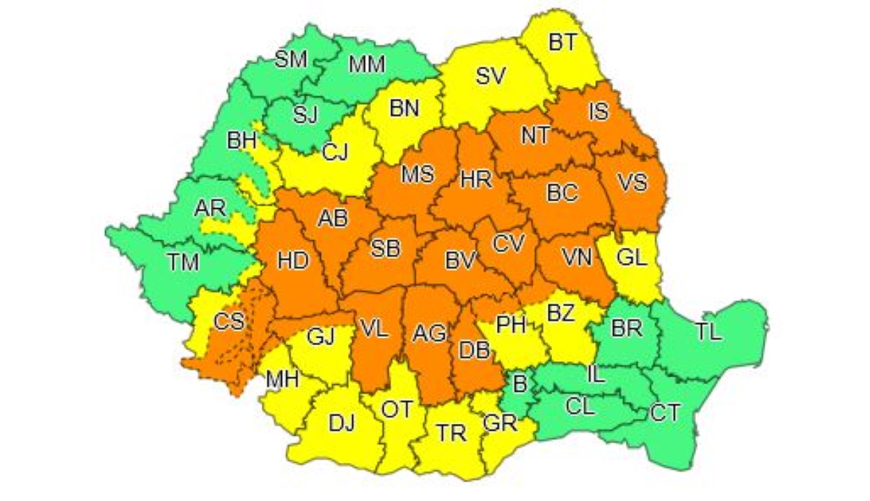 Narancssárga jelzésű viharriasztás van érvényben csütörtök reggelig Erdélyben