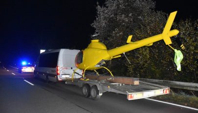 Utánfutón szállított helikoptert két román férfi Németországban