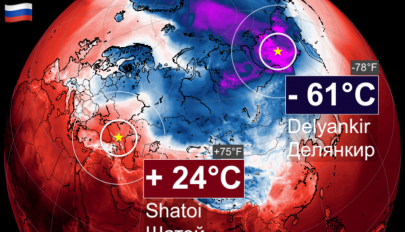 85,6 Celsius-fokos hőmérsékleti kontraszt Oroszországban