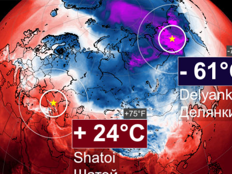 85,6 Celsius-fokos hőmérsékleti kontraszt Oroszországban