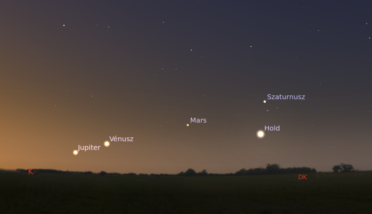 Látványos égi jelenség: négy bolygó és a Hold együttállása figyelhető meg a tavaszi égbolton