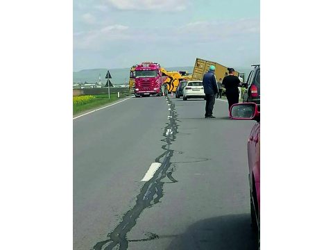 Őzet próbált kikerülni a kamionos, az árokban kötött ki