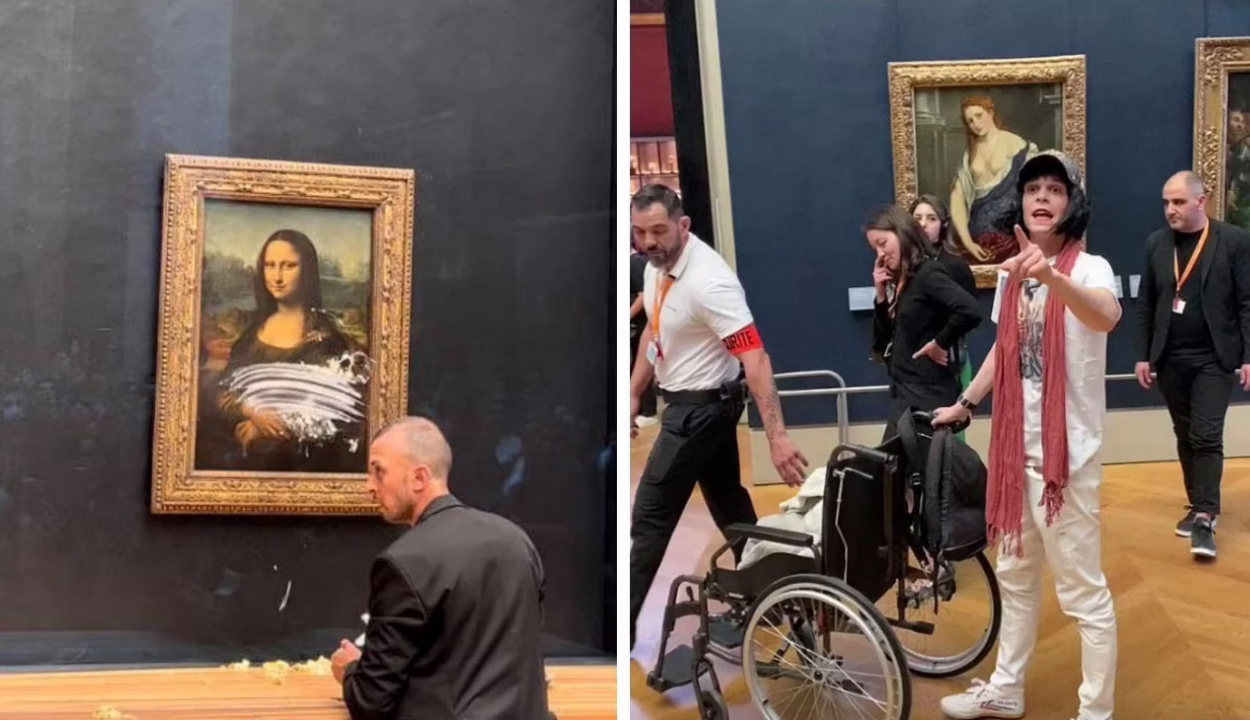 Egy magát nőnek álcázó férfi tortával dobta meg a Mona Lisát
