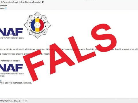 Újabb, az intézmény nevében küldött hamis üzenetekre figyelmeztet az ANAF