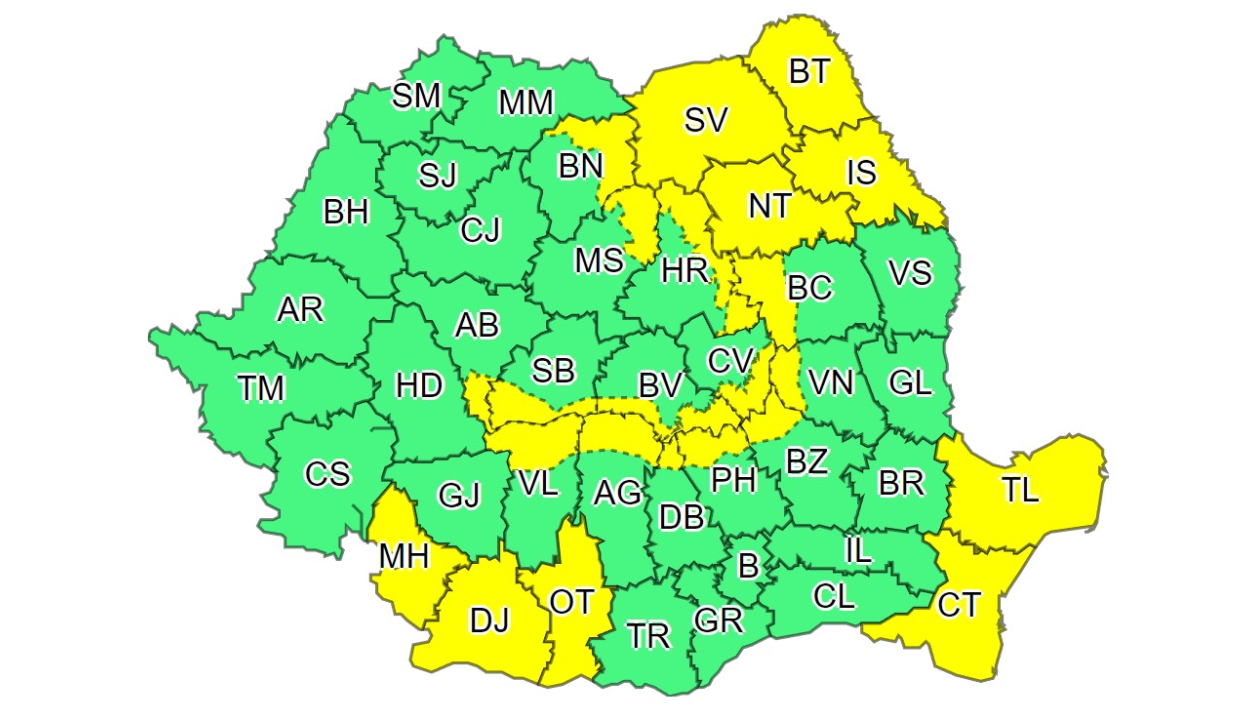 Havazásra figyelmeztető elsőfokú riasztás lesz érvényben hétfőn 18 megyében