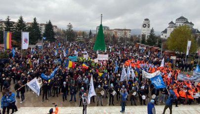Mioveni központjában tüntetett a Dacia üzem szakszervezete