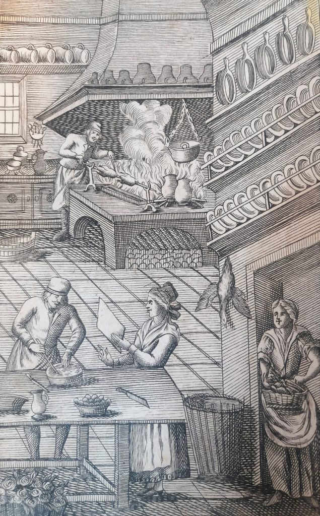 19. század eleji konyha. Fotó: Úri és közönséges konyhákon megfordult szakáts-könyv, 1801