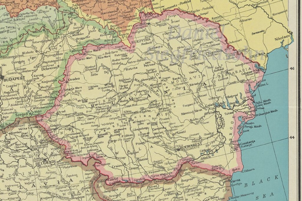 Nagy-Románia és székelyei egy 1940-ben, Londonban kiadott Európa-térképen (részlet). FOTÓ: SZÉKELY KALENDÁRIUM/ARCHÍV