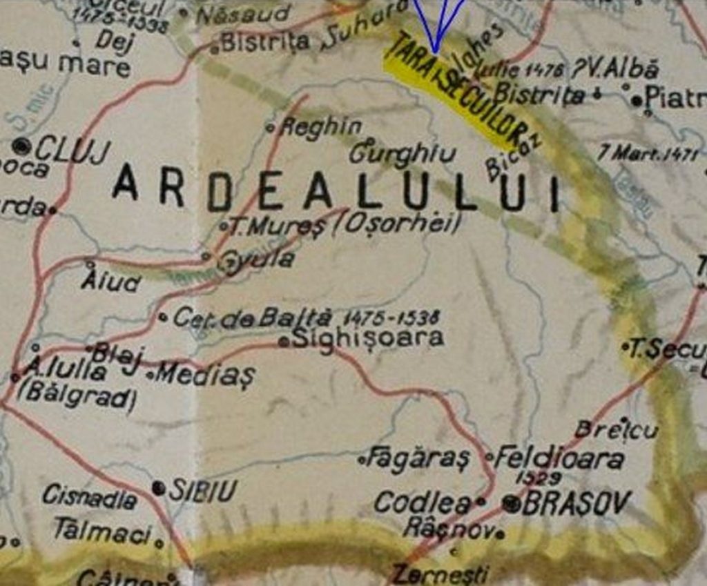 A székelyek országa egy, a két világháború között kiadott román térképen. FOTÓ: SZÉKELY KALENDÁRIUM/ARCHÍV