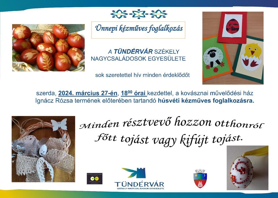 Húsvéti tojásírás a Tündérvár egyesülettel Kovásznán
